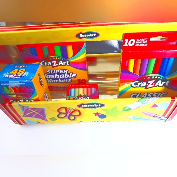 Rose Art Metal Vintage Art Carrier+ Washable Markers+Crayons +Chalk - Picture 5 of 13